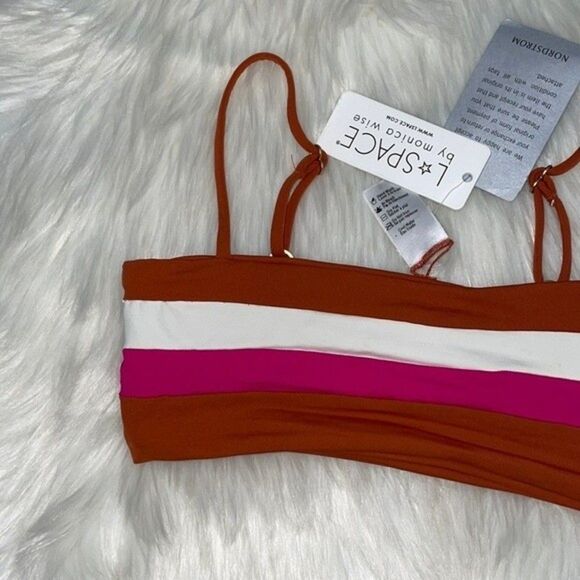 L*Space Womens Size Small Rebel Stripe Bikini Top - Picture 7 of 9